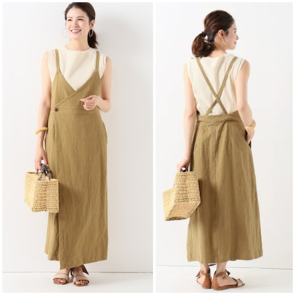 IENA LA BOUCLE Cotton Linen Cloth Wrap Dress Size 36